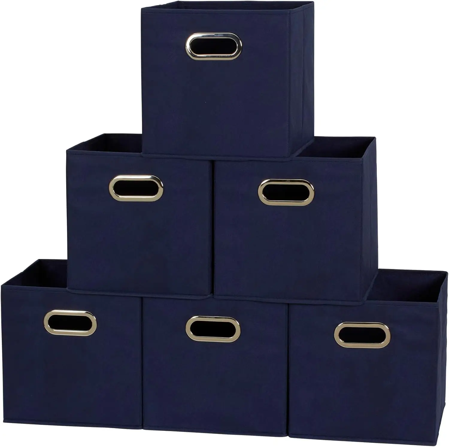 Household Essentials 81-1 Foldable Fabric Storage Bins Set of 6 Cubes with Handles  Navy Blue 2