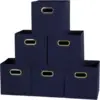Household Essentials 81-1 Foldable Fabric Storage Bins Set of 6 Cubes with Handles  Navy Blue 2
