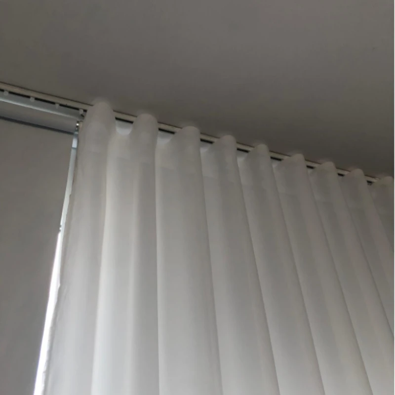 S Fold Wave White Tulle Customized Quality Window Sheer Curtains for Living Room Bedroom Decor Voile Yarn Luxury Chiffon창문커텐