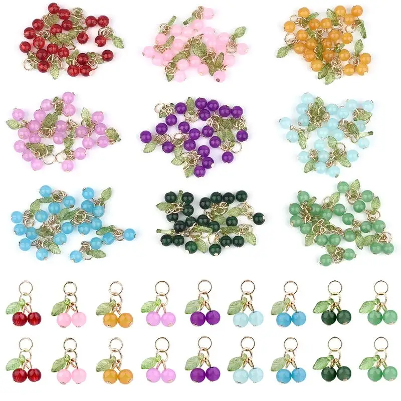 10pcs/Bag Cherry Pendants Glass Beads Jewelry Accessories DIY Necklaces Earrings Bracelets Beads Craft Supplies For Needlework