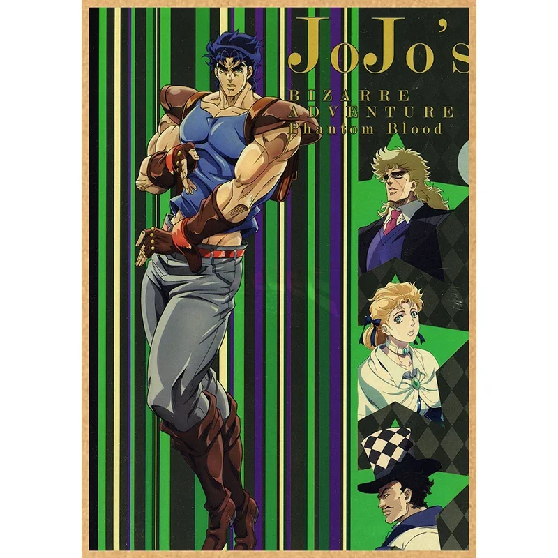 Vintage Anime Canvas Wall Art: JOJO's Bizarre Adventure Poster - Kawaii Room Decor