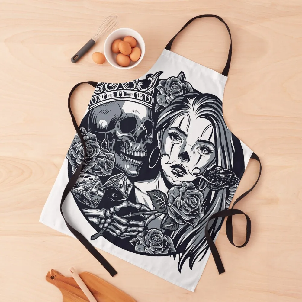 

Vintage chicano tattoo round Apron Men gift Kitchens Woman women's work Apron