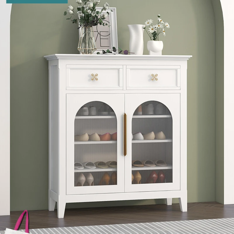 

Solid wood shoe, white glass, hallway decoration, multi-purpose and storage cabinet, complete set