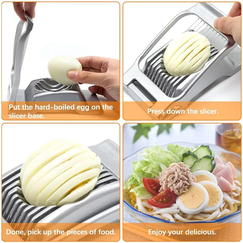 Description Picture 6 of itemMulti-Function Egg Slicer Heavy Duty Boiled Eggs Cutter Stainless Steel Manual Cutting Ham Mushroom Soft Fruit Kitchen Gadgets
