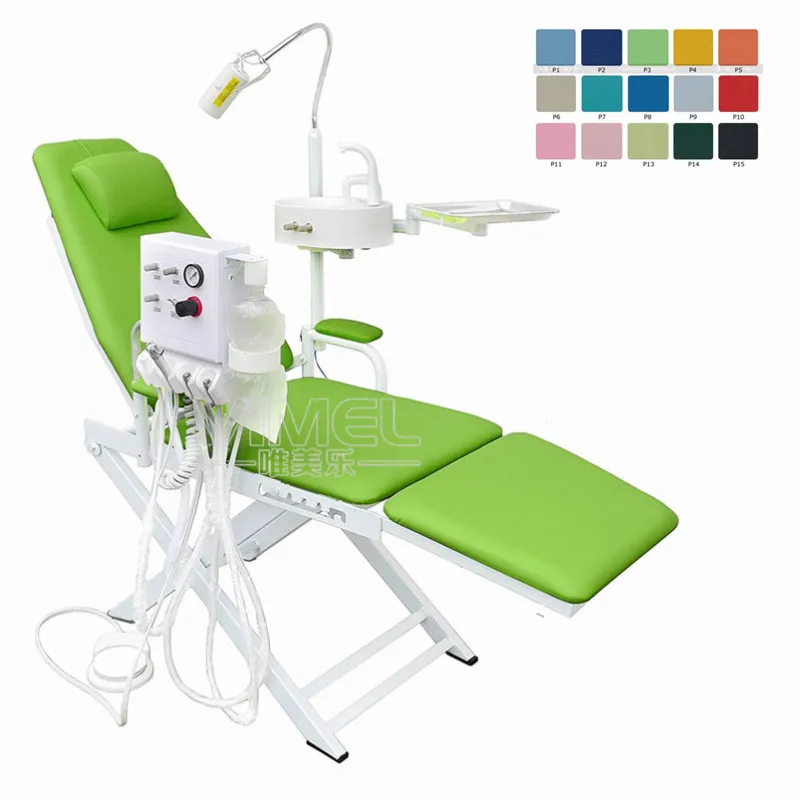 

Wholesale Portable Dental Chair with LED Spotlight Spittoon Check Lamp Foldable Dental Chair Equipment