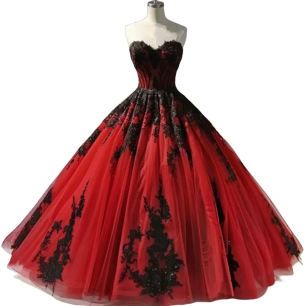 open lace back dress Made to Measure Red Gothic Victorian Wedding Dress main image 0