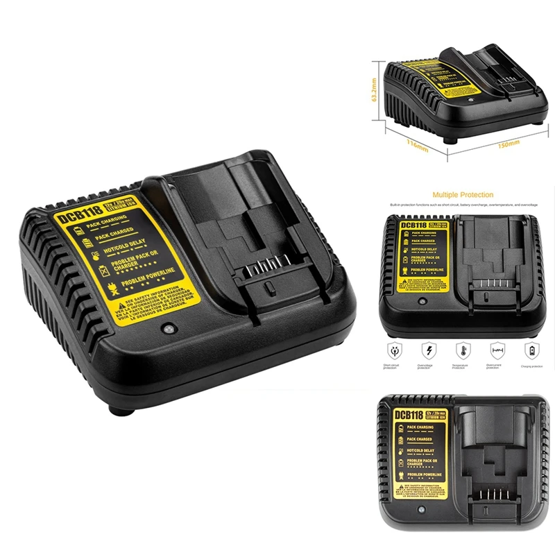 

DCB118 Battery Charger For Dewalt Battery 12V 14.4V 18V 20V DCB200 DCB201 DCB203 DCB205 DCB206 US Plug