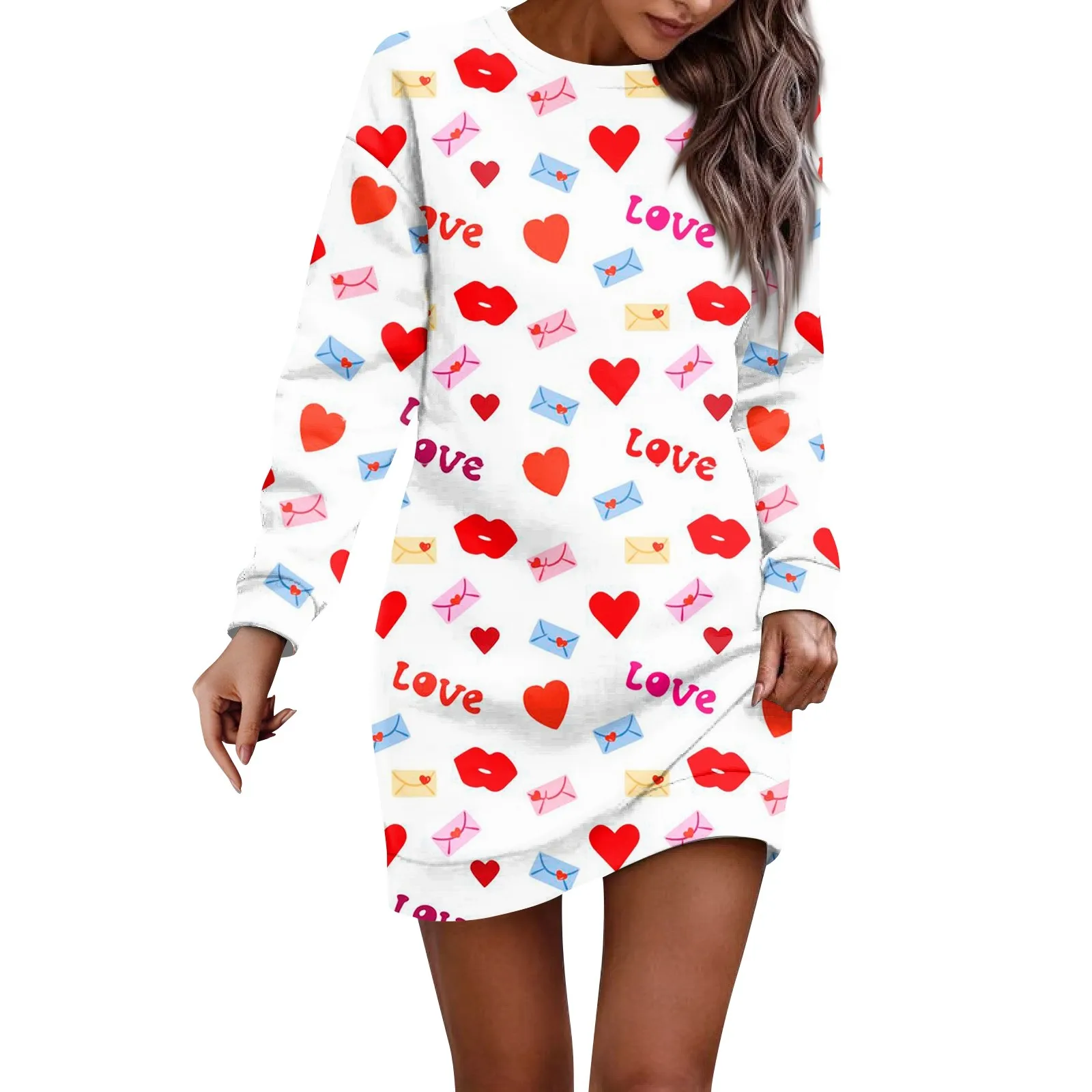 

Dresses Long Sleeve Dress For Women Casual Printed Pullover Hip Pack Dress Sweater Dress Autumn Feminine 원피스 Elbise Zevity