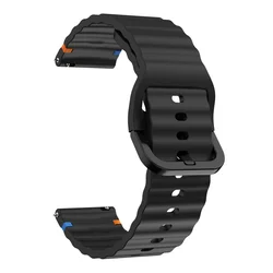 Wave Silicone Sports Wristband Strap - Premium Adjustable Fit, Multiple Size Options - Width 22mm (Black)