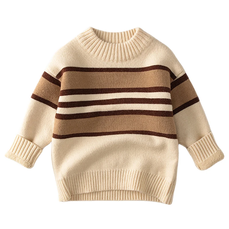 

Autumn Winter Girls Boys Sweater 2 Color Fashion Striped Knitted pullover Bottoming Shirt 2-8 Years Children Warm Clothes tops