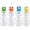 2PCS Honey Bear Straw Cups for Babies with 2 Flexible Straws 8 oz Sippy Bottles Food-Grade & BPA Free 2