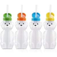 2PCS Honey Bear Straw Cups for Babies with 2 Flexible Straws 8 oz Sippy Bottles Food-Grade & BPA Free 2