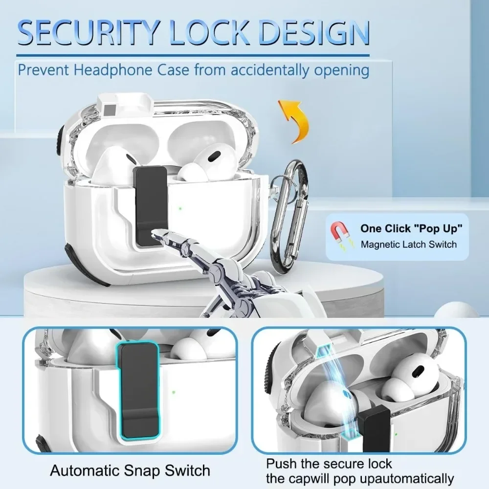 Shockproof TPU Earphone Cover with Keychain and Magnetic Closure
