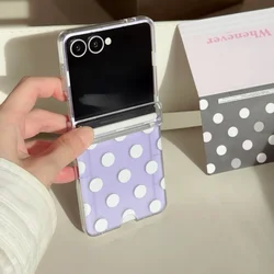 Wave Point Clear Case with Card Holder & Beaded Bracelet Cover - Chic Korean Design - Galaxy Z Flip5 (Purple DK)