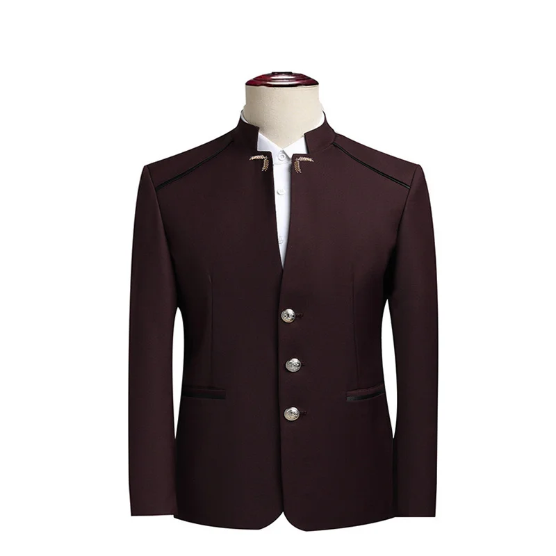 Chinese Style Men's Long Sleeve Suit Jacket, Slim Fit Coat, Asian Size M-6XL, Available in Blue,Black,White,Red,Grey Blazers