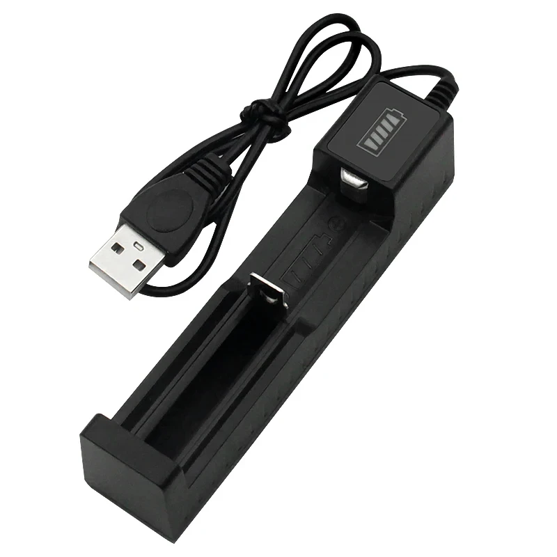 Battery Charger 18650 USB 3.7V Rechargeable Lithium Battery 1 Slot Charger Smart Quick Fast Charging For 14500 16650 14650 18500