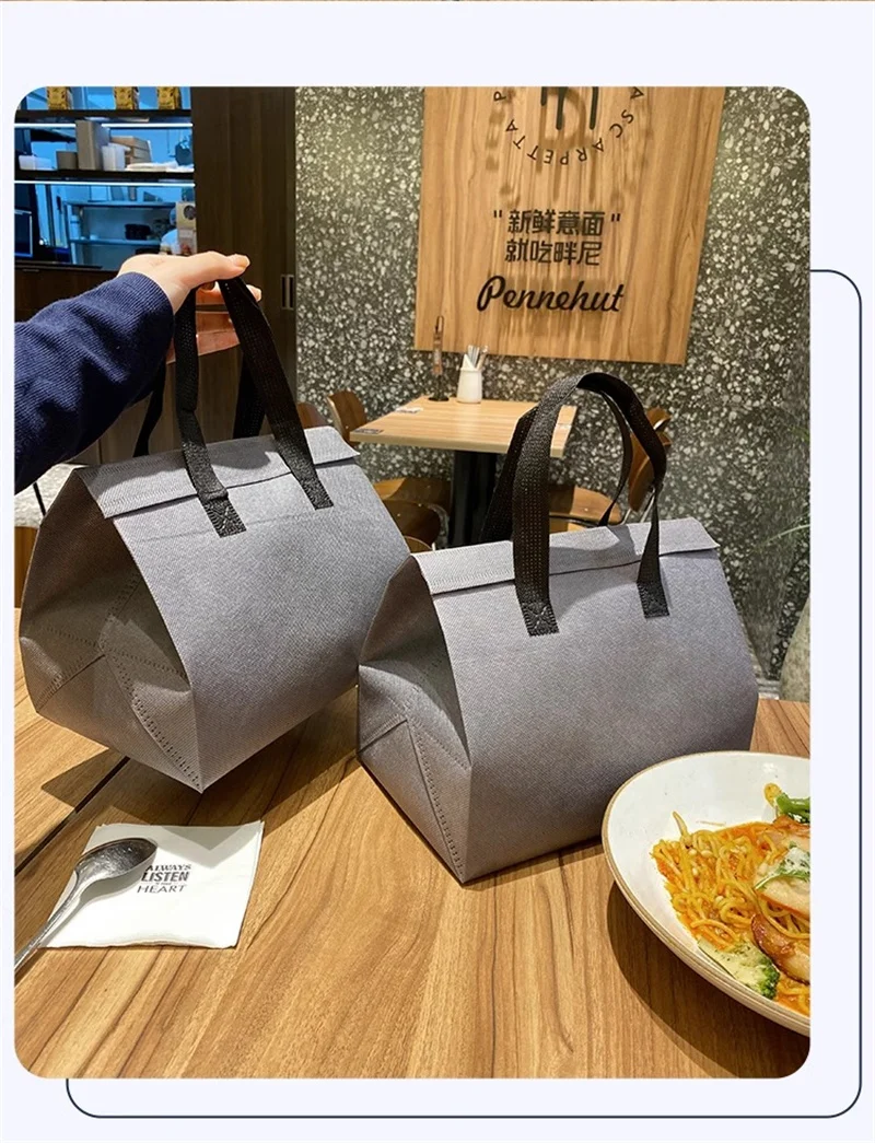 10pcs Grey Non-Woven Insulated Tote Bags – Reusable Portable Pouches for Bread, Food, B... - SKU NITB1619 - UGI Packaging