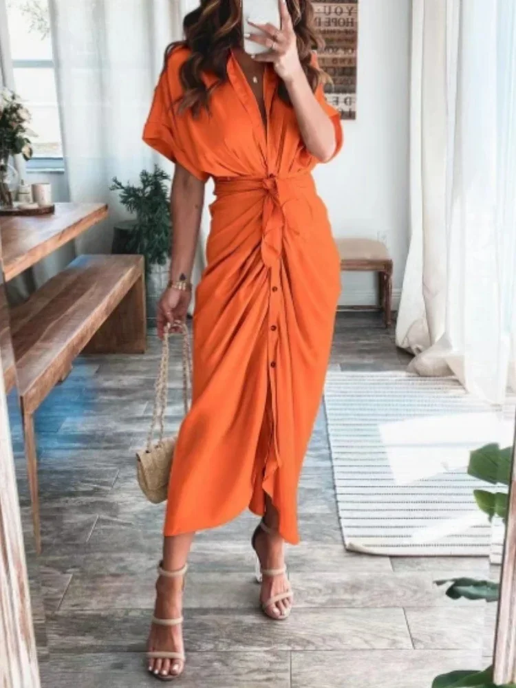 

Summer Dress for Women Fashion Print Slim Long Dresses Elegant Casual High-waisted Blouse Dress Streetwear Robe Women Clothing