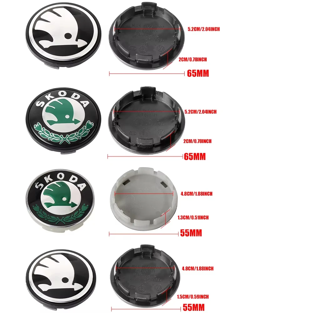 3d 56mm 65mm For Skoda Car Emblem Wheel Hub Center Cap Badge Covers Sticker Decals Styling Accessories Emblem Replacement 4pcs wheel center caps,wheel center hub cap sticker