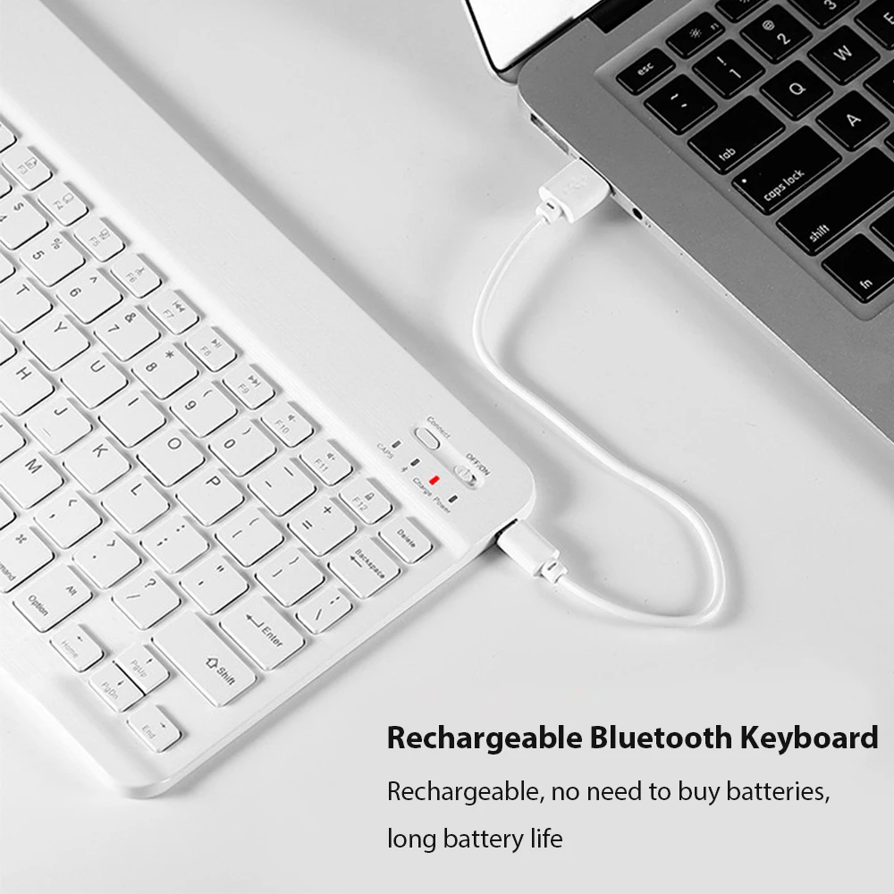Compact Bluetooth Wireless Keyboard with Rechargeable Mouse