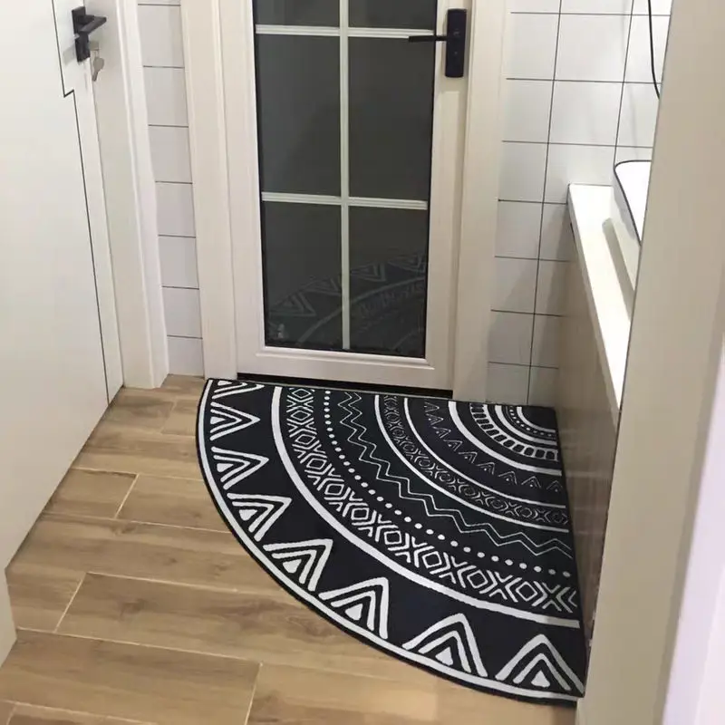 Nordic Modern Fan-Shaped Corner Carpet, Washable Floor Mat, Irregular Triangular Door Mat, Living Room, Bedroom, Porch Home, 1Pc