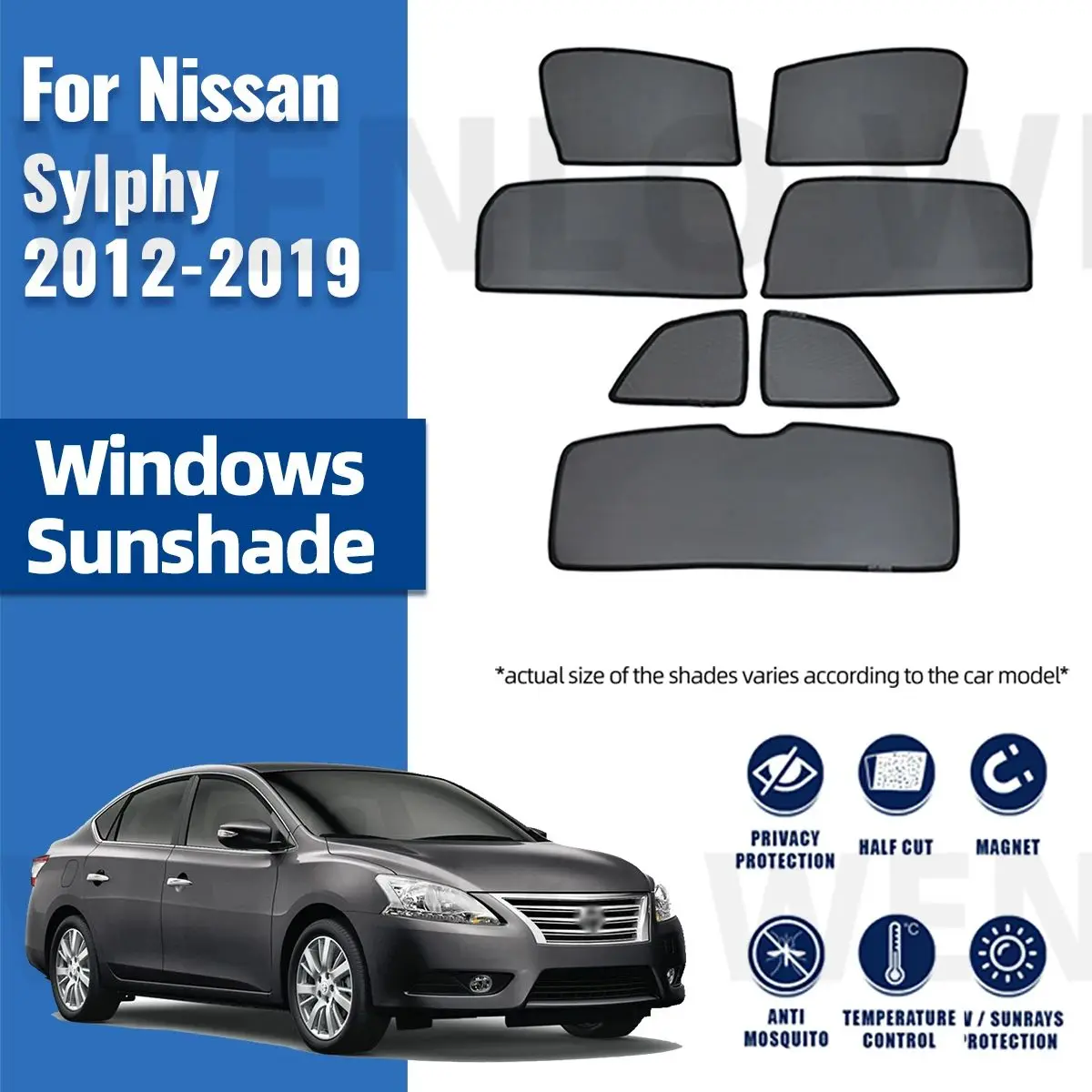 

For Nissan Sylphy 2012-2019 Sentra Sedan Magnetic Car Sunshade Front Windshield Frame Curtain Rear Side Window Sun Shade Visor