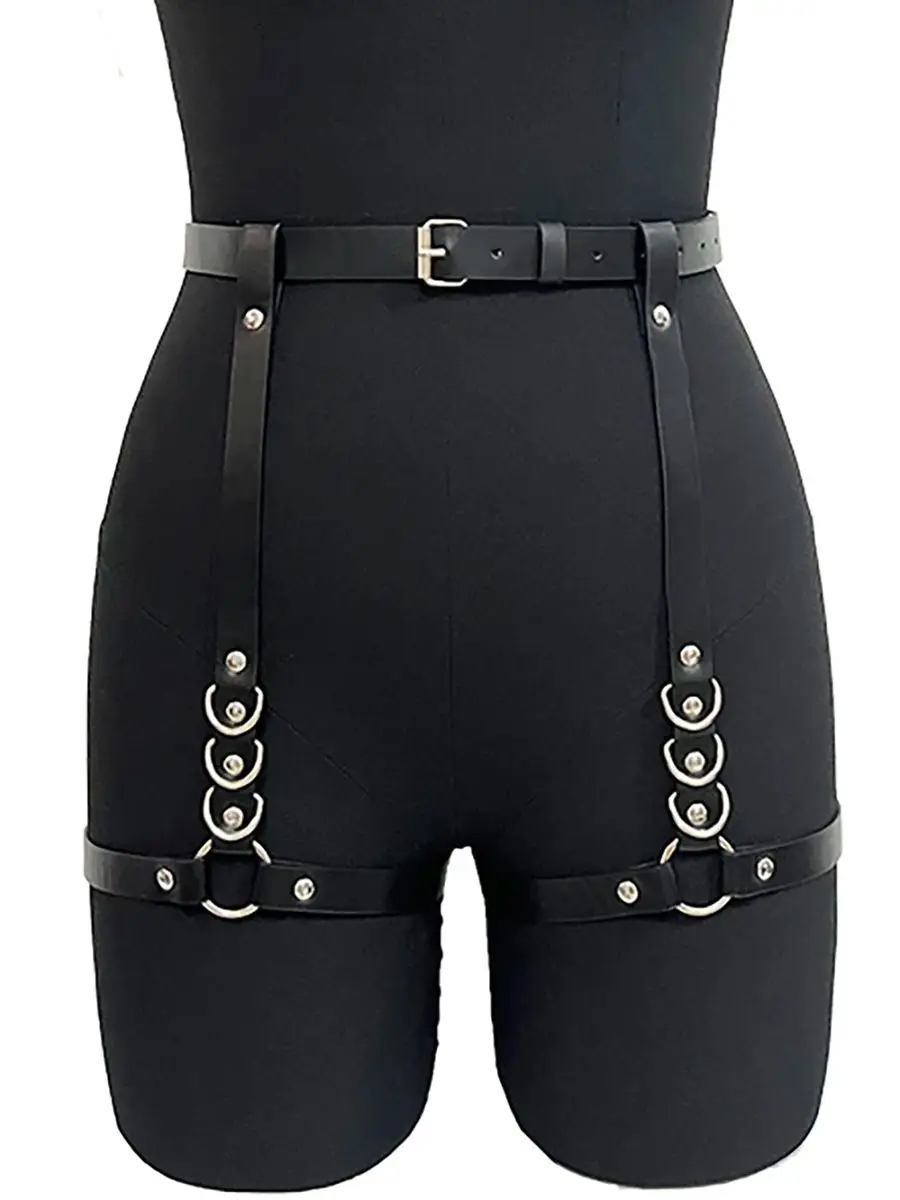 Modisches Damen-Bein-Harness aus PU-Leder, Gothic-Leder-Harness-Accessoires für Party und Dating, Bein-Strumpfband – Detail 4