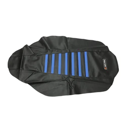 Premium Ribbed Rubber Anti-Slip Waterproof Motorcycle Seat Cover with Grain Pattern (Blue)