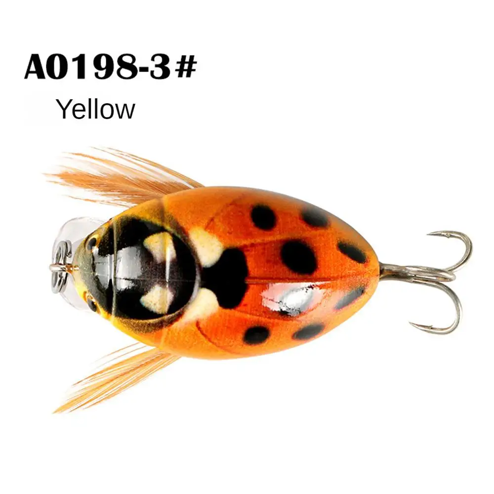 3.8cm 4g Artificial Ladybug Fishing Bait Cicada Beetle Insect Wobblers Fishing Lures Topwater For Bass Carp Fishing Tackle 5