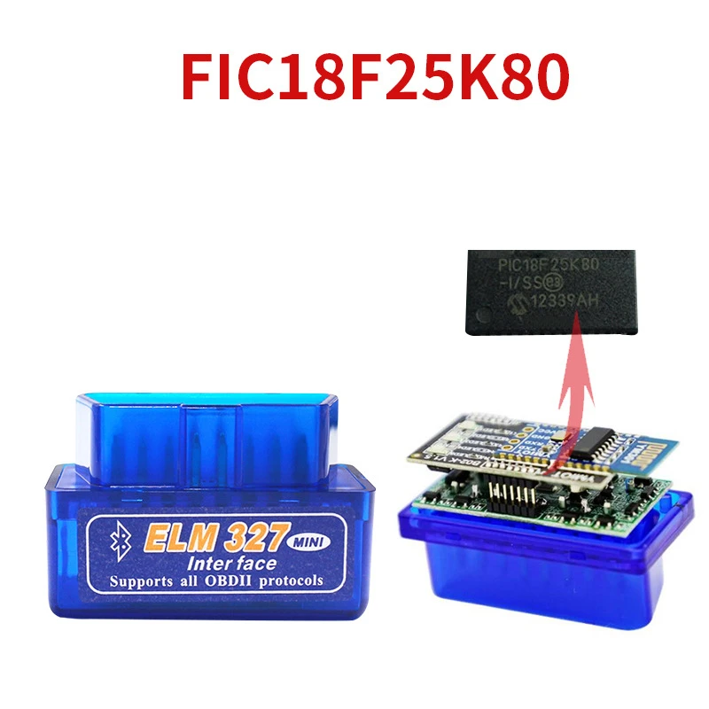 Миниатюрный автомобильный Bluetooth-детектор OBD2, чип PIC25K80, ELM327, английская версия, Bluetooth 5,1, автомобильный диагностический инструмент