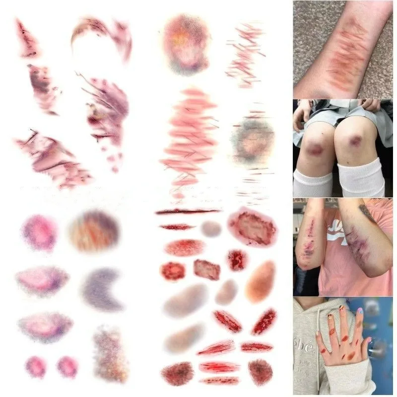 Halloween Temporary Tattoo Stickers Realistic Blood Bruising Body Arts