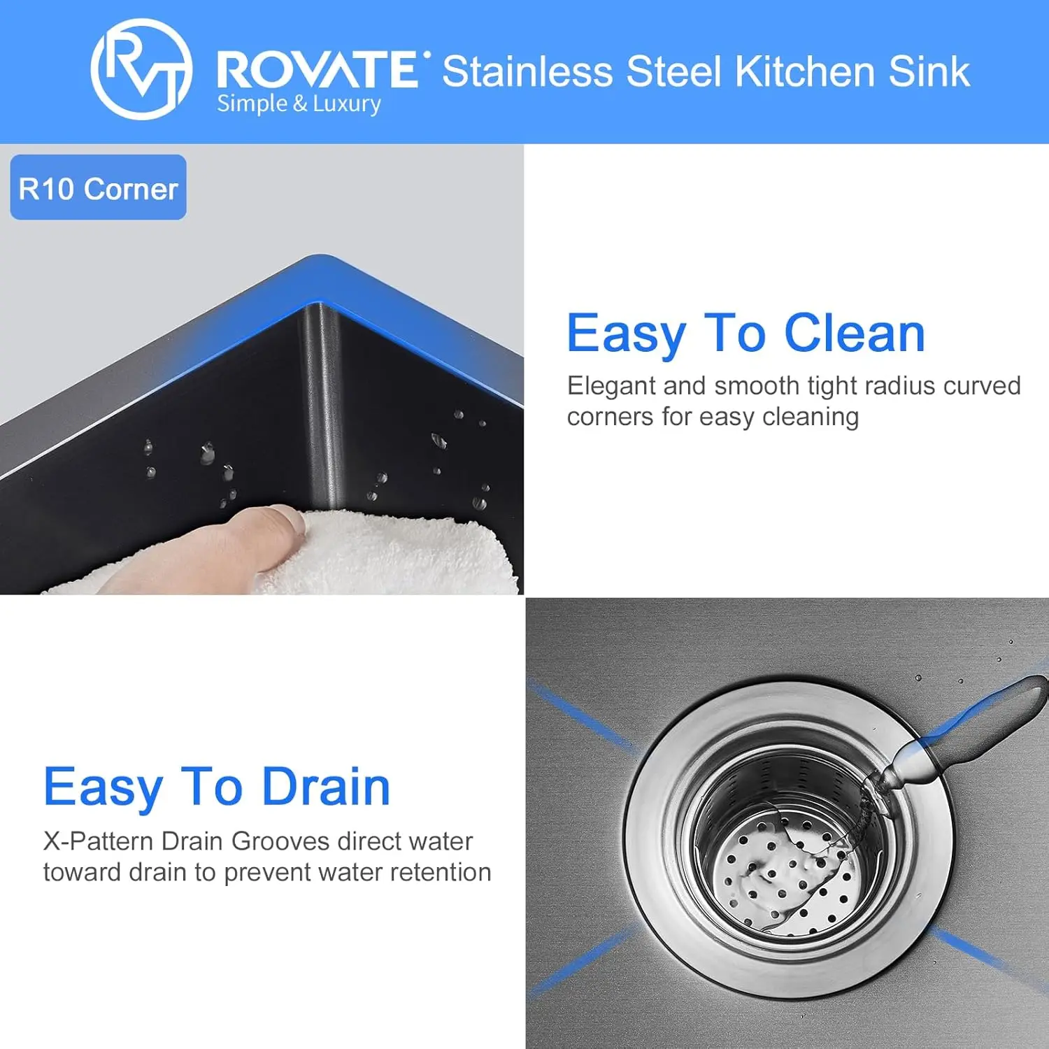 ROVATE 15x15 inch Black Bar Sink Undermount Black Nano Kitchen Sink Single Bowl T-304 Stainless Steel Sink with  Basket Strainer 6