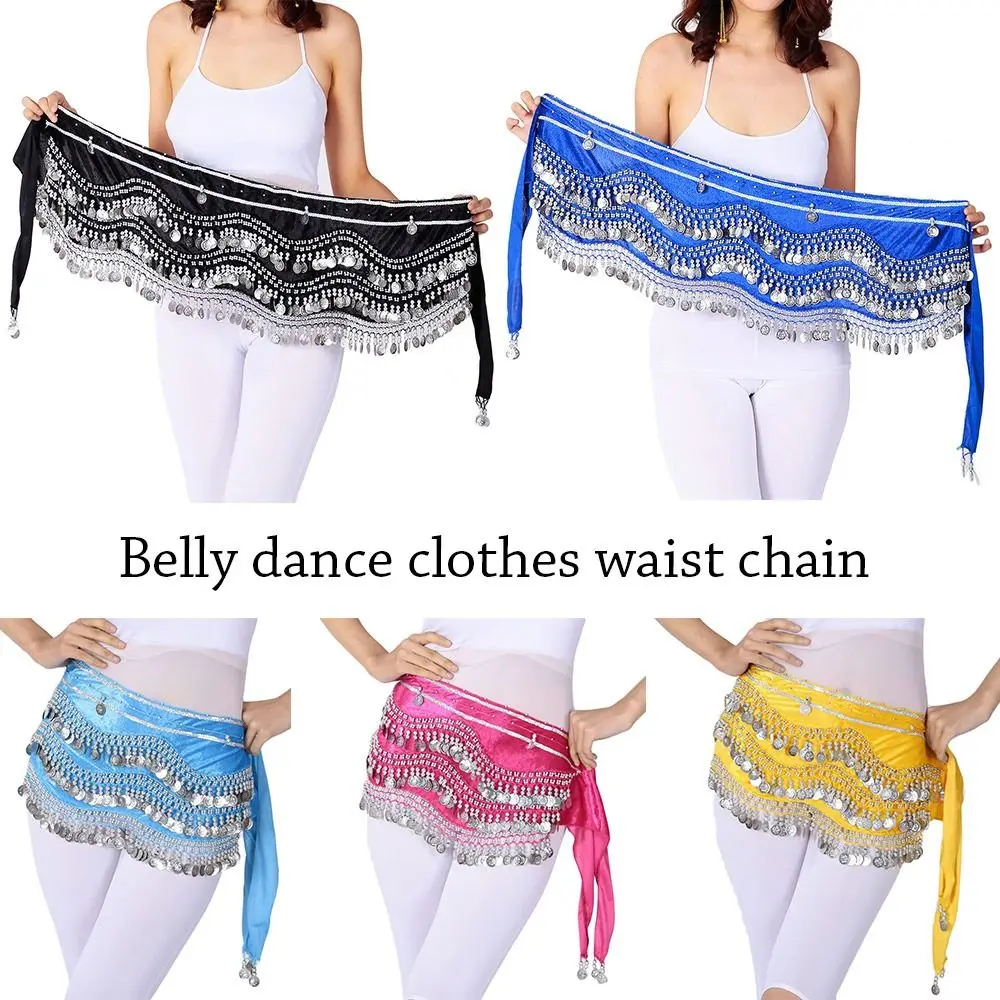 

Women Sequins Show Costumes Tassels Waist Chain Dancer Skirt Hip Scarf Belly Dance Belt