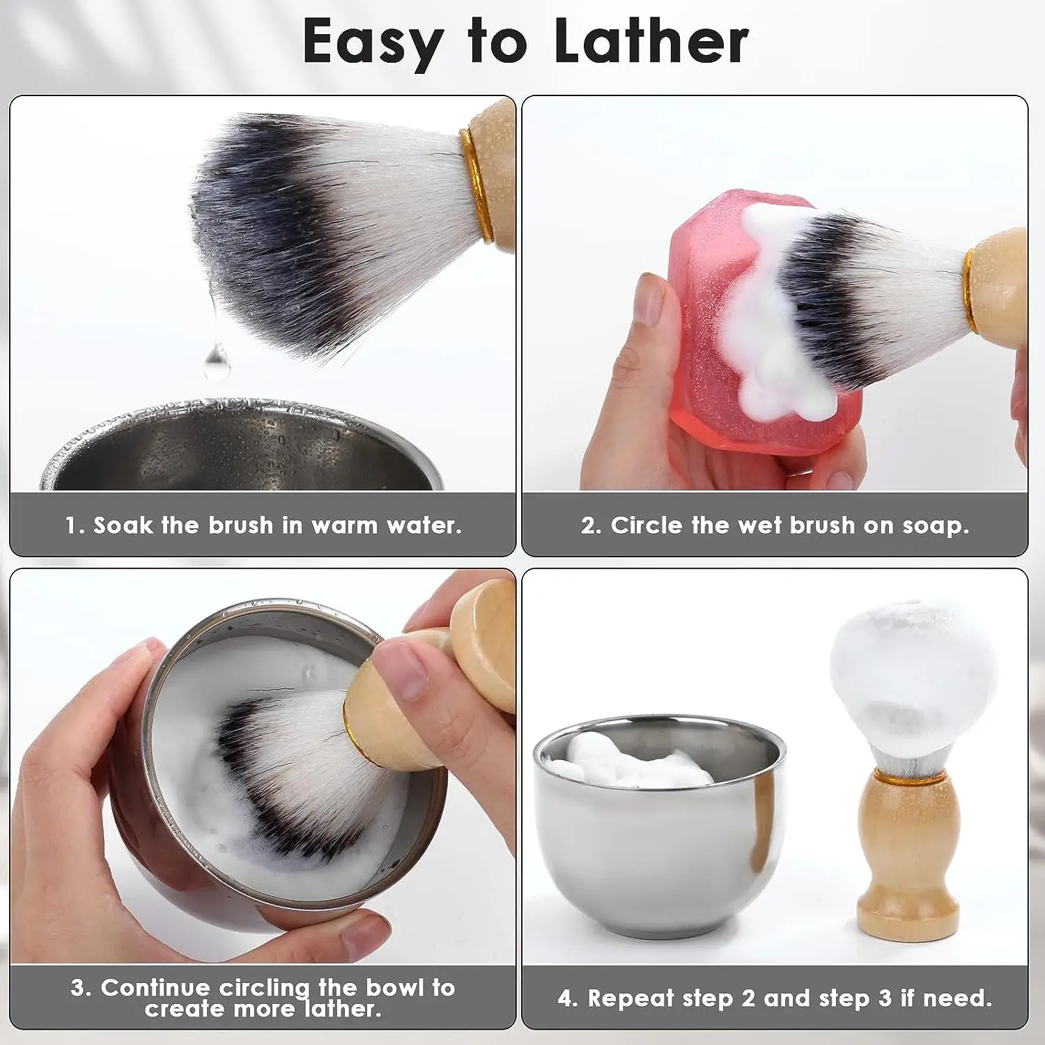 shaving brush Professional Barber 5-in-1 Shave Kits With Bowl and Stand Men's Gift Set