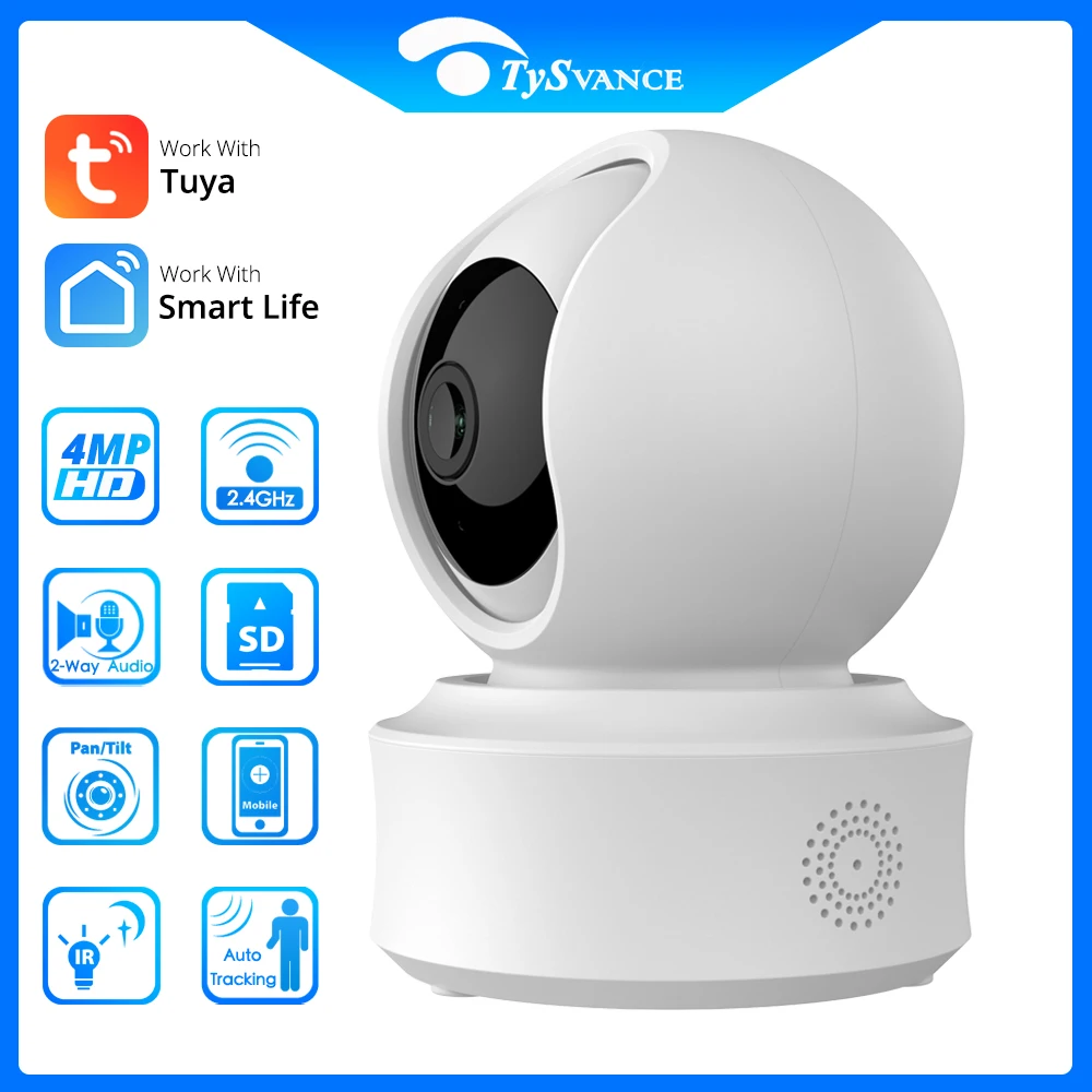 

4MP 2K Tuya Smart Mini WiFi IP Camera Indoor Wireless Surveillance Auto Tracking Human Home Security CCTV Baby Pet Monitor