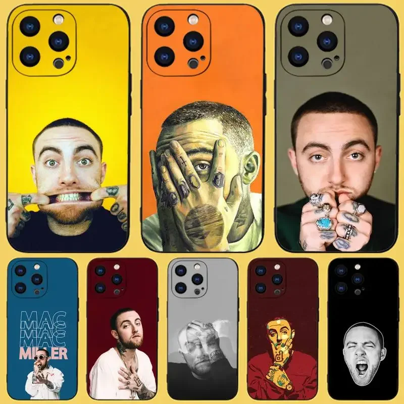 Rapper M-Mac M-Miller Phone Case For iPhone 15,14,13,12,11 Plus,Pro,Max,XR,XS,X,7,8 Plus,SE,Mini Black Silicone Soft