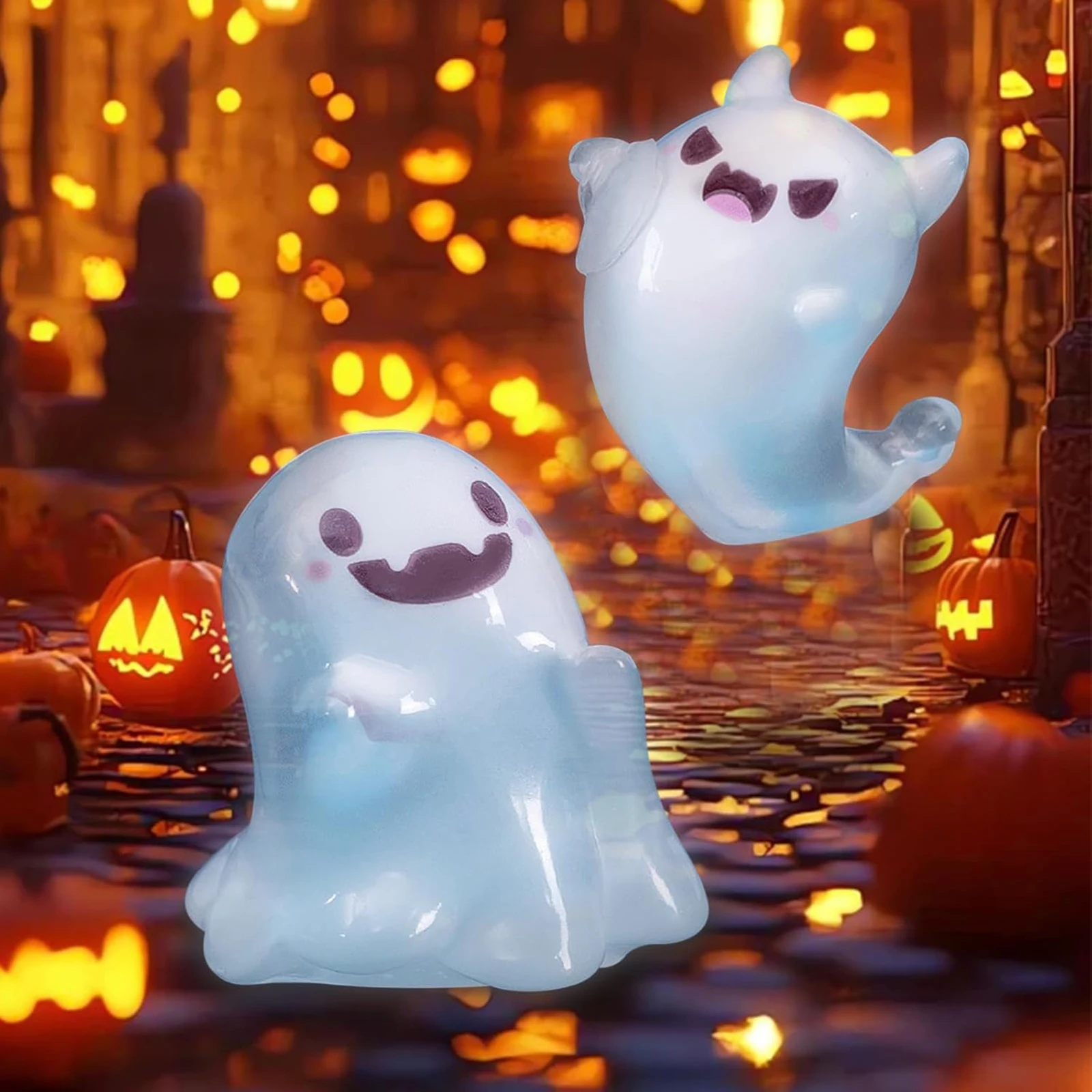 Glow in The Dark Mini Ghost Figures with Box Luminous Ghost Figurines Small Ghost Figurines Cute Halloween Party Favors