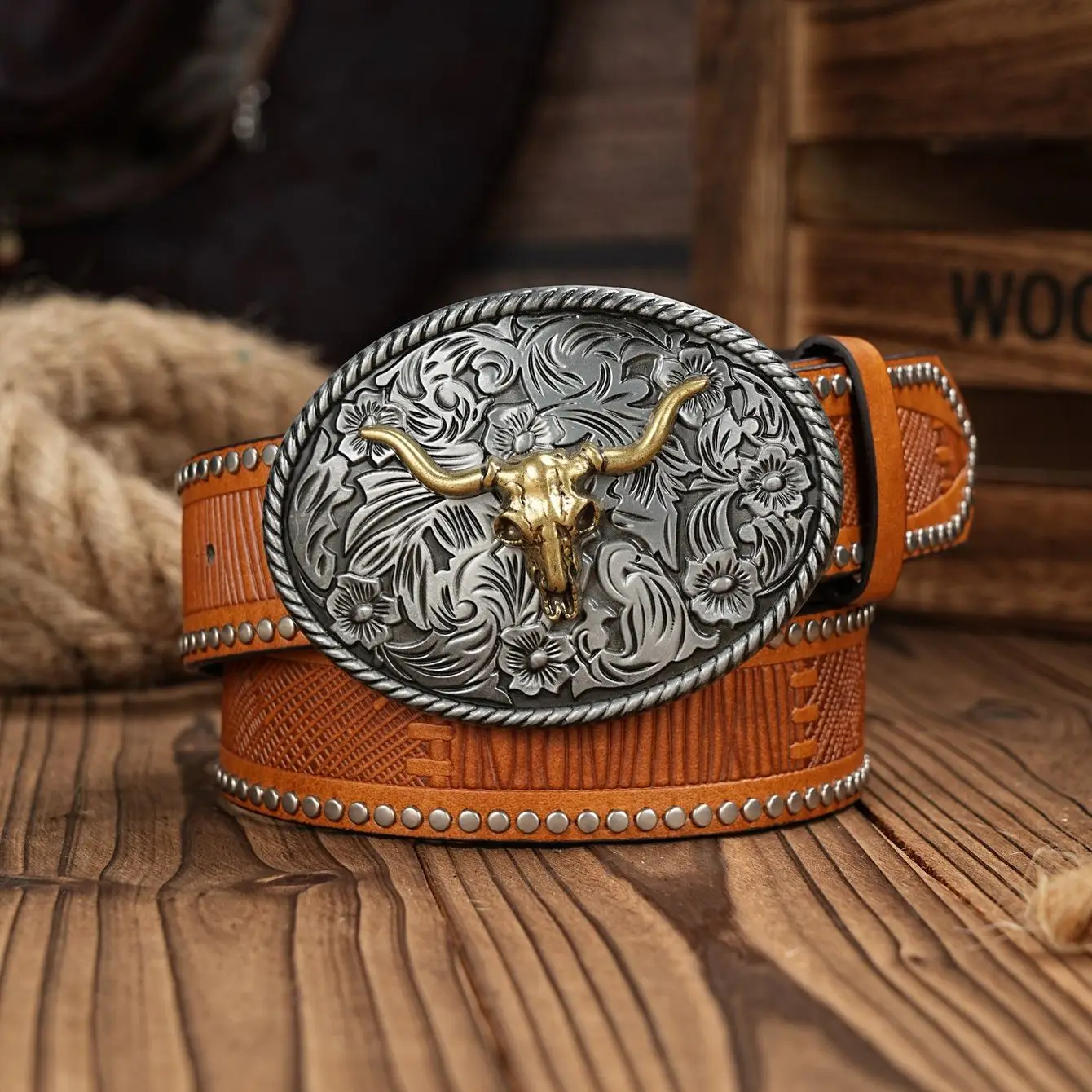 小物 AFB Buckle belt cow leather size L LOGO BUCKLE BELT – AFB
