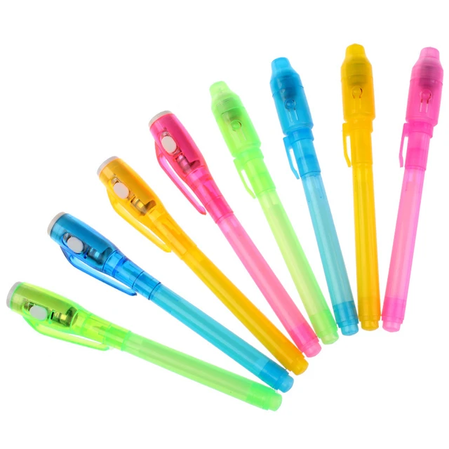 1/4/7pcs Creative Magic UV Light Pen Invisible Ink Pen Glow in the