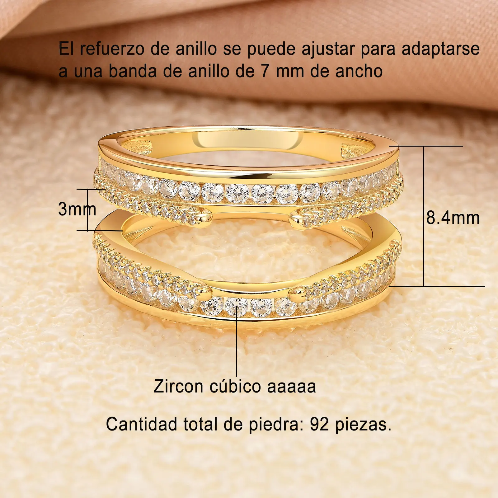 Charmsy - Anillo De Plata De Ley 925, Ligero, Triple Rodamiento, Cúpula Lisa, Ajuste Cómodo, Anillos Entrelazados De Alto Pulido Para Mujeres Y Hombres, Talla 5-9, Plata, Sin Piedras Preciosas