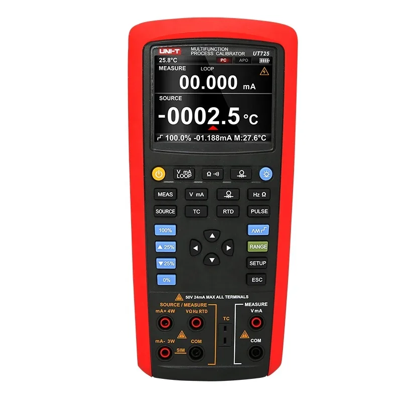 

UT725 Multifunction Loop Process Calibrator combines with temperature process calibrator
