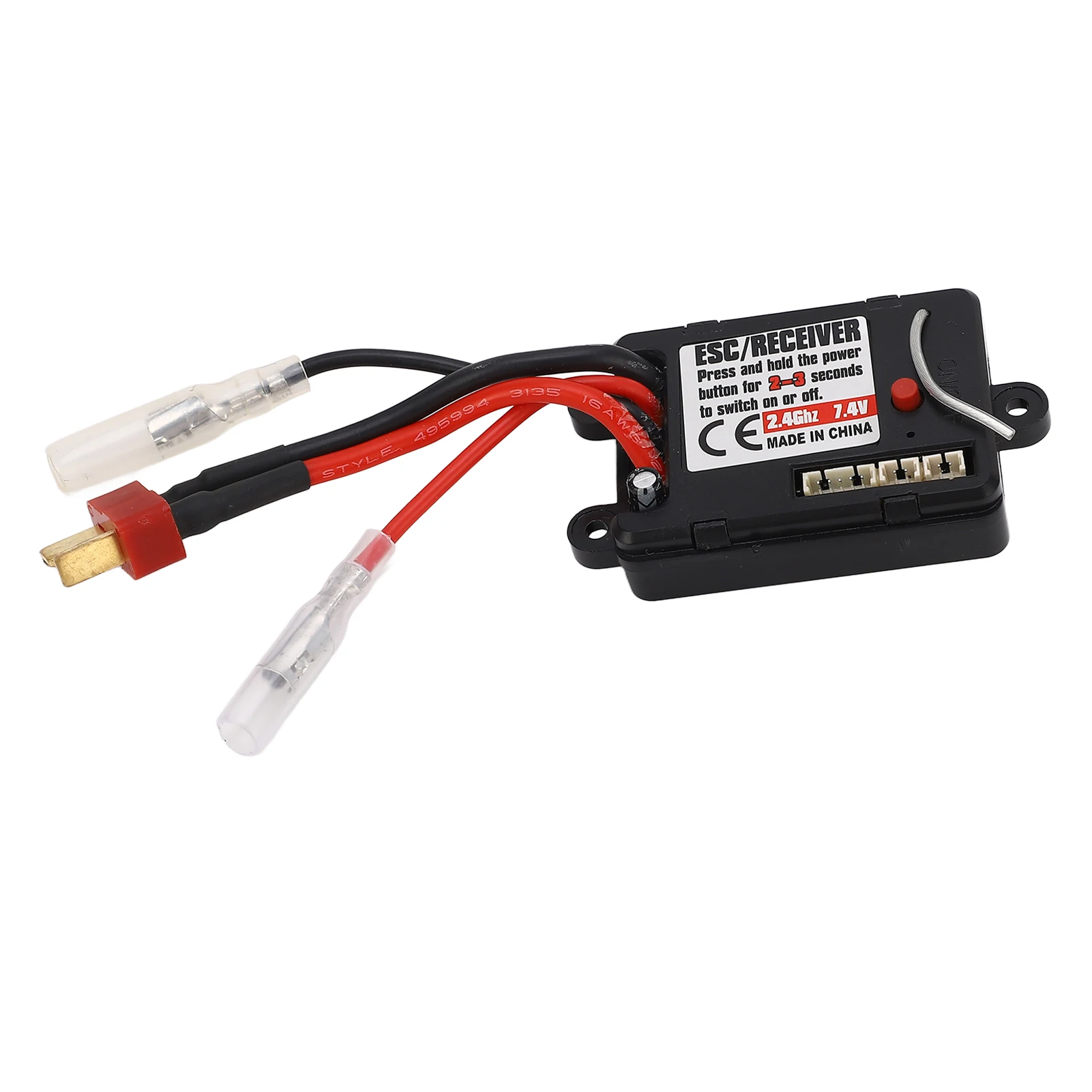 ESC brossé 30A 2.4GHz 4CH étanche pour SCY 16102 1/16 RC, montrant les ports de connexion et le dissipateur thermique
