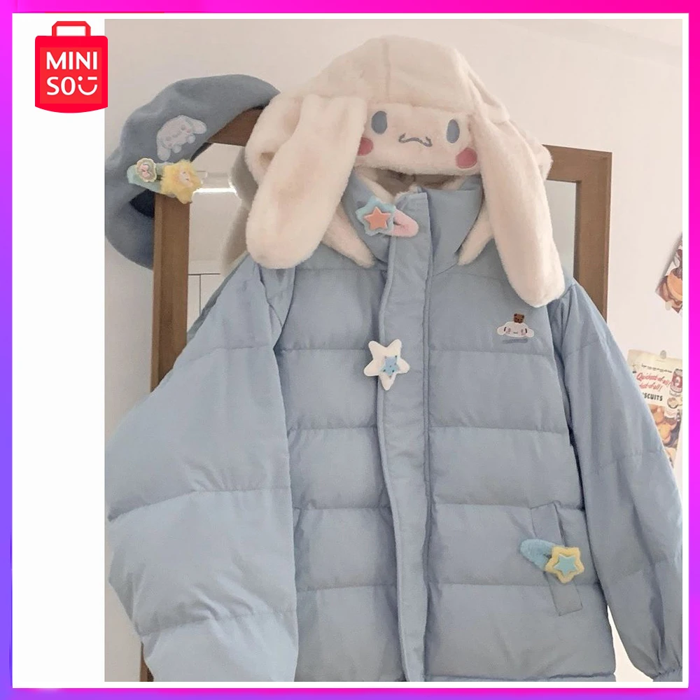 

Miniso Sanrio Cinnamoroll Cute and Sweet Double Sided Can Wear Thick Cotton Jacket Down Jacket and Mink Coat Christmas Gift