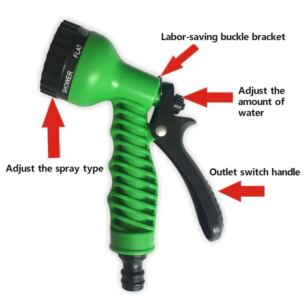 Expandable Garden Hose with 7 Patterns - Flexible Water Gun Sprayer for Car Wash