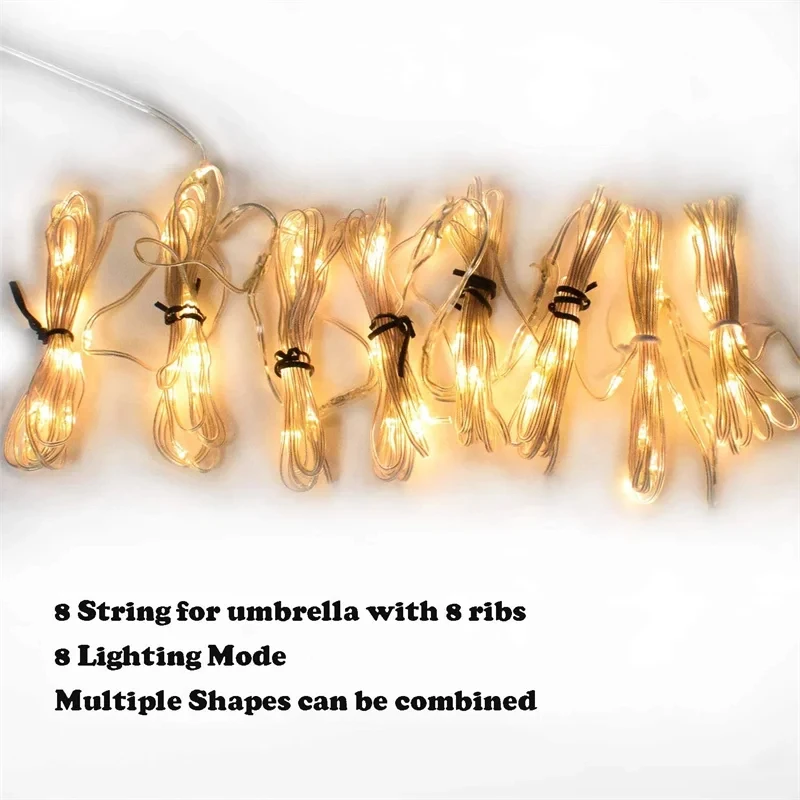 Solar-Powered LED String Lights with Remote Control - 8-Mode Outdoor Patio and Camping Illumination