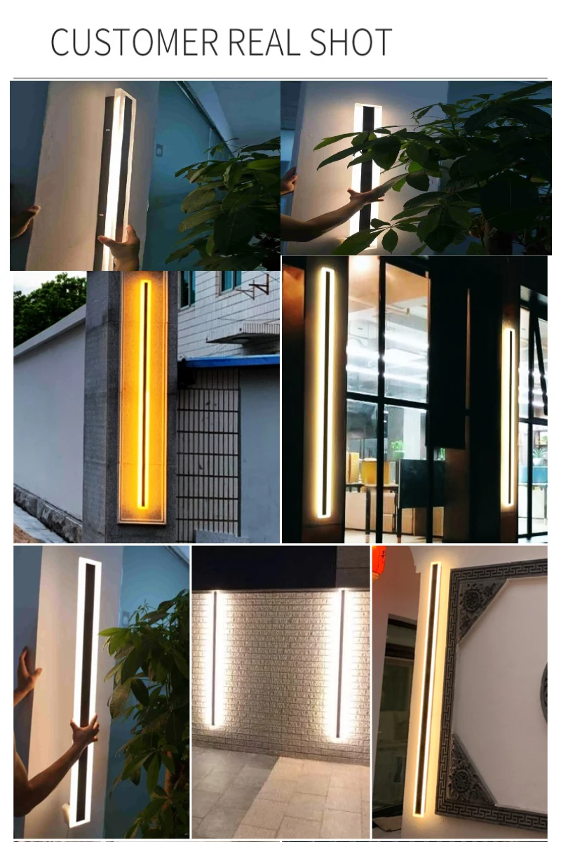 Modern Waterproof Outdoor Long Strip LED Wall Light IP65 Aluminum Lighting Garden Porch Decoration 110V 220V Wall Light Fixtures wall lamps