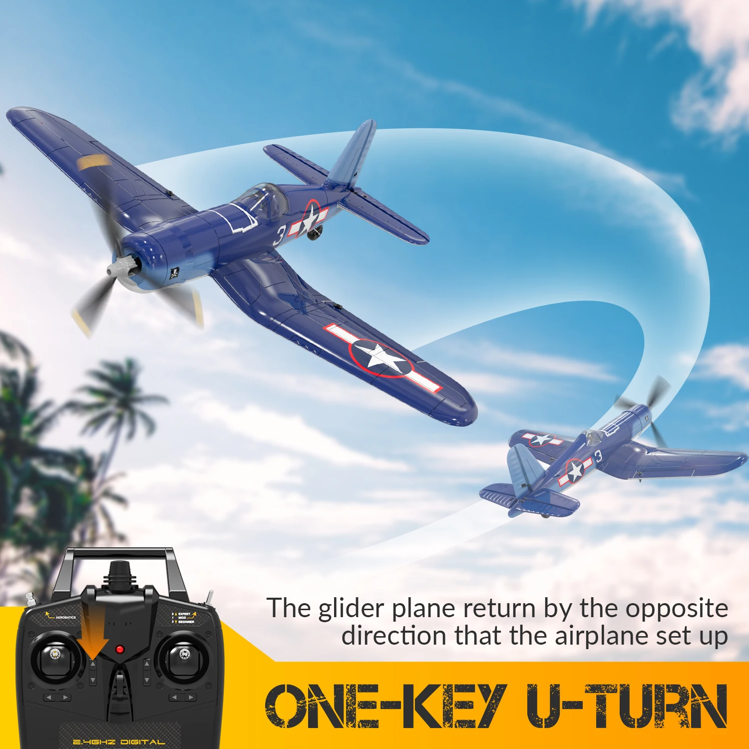 Volantexrc 761-08 F4U Corsair Fighter 400mm WingSpan 2.4G Remote Control Aircraft RTF One Stunt With Xpilot Stabilization System 5