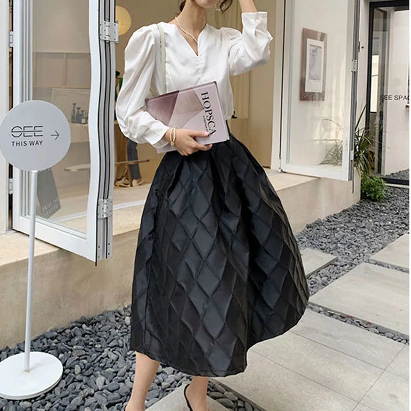 High-End Jacquard Hollow Out Elastic Waist Skirt