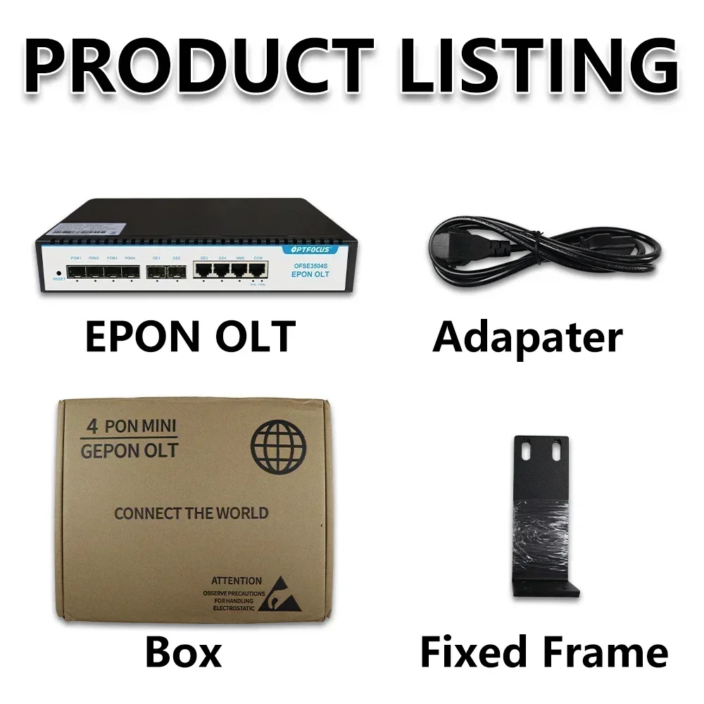 OPTFOCUS EPON OLT 4PON PX20 + 7dB 9dB SFP EPON OLT 1G, Compatible con todas las marcas de ONU, 256 usuarios, envío gratis