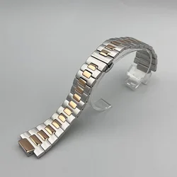 Elegant Stainless Steel Watch Strap Bracelet with Folding Clasp - 25x13mm (Rose Gold Silver)
